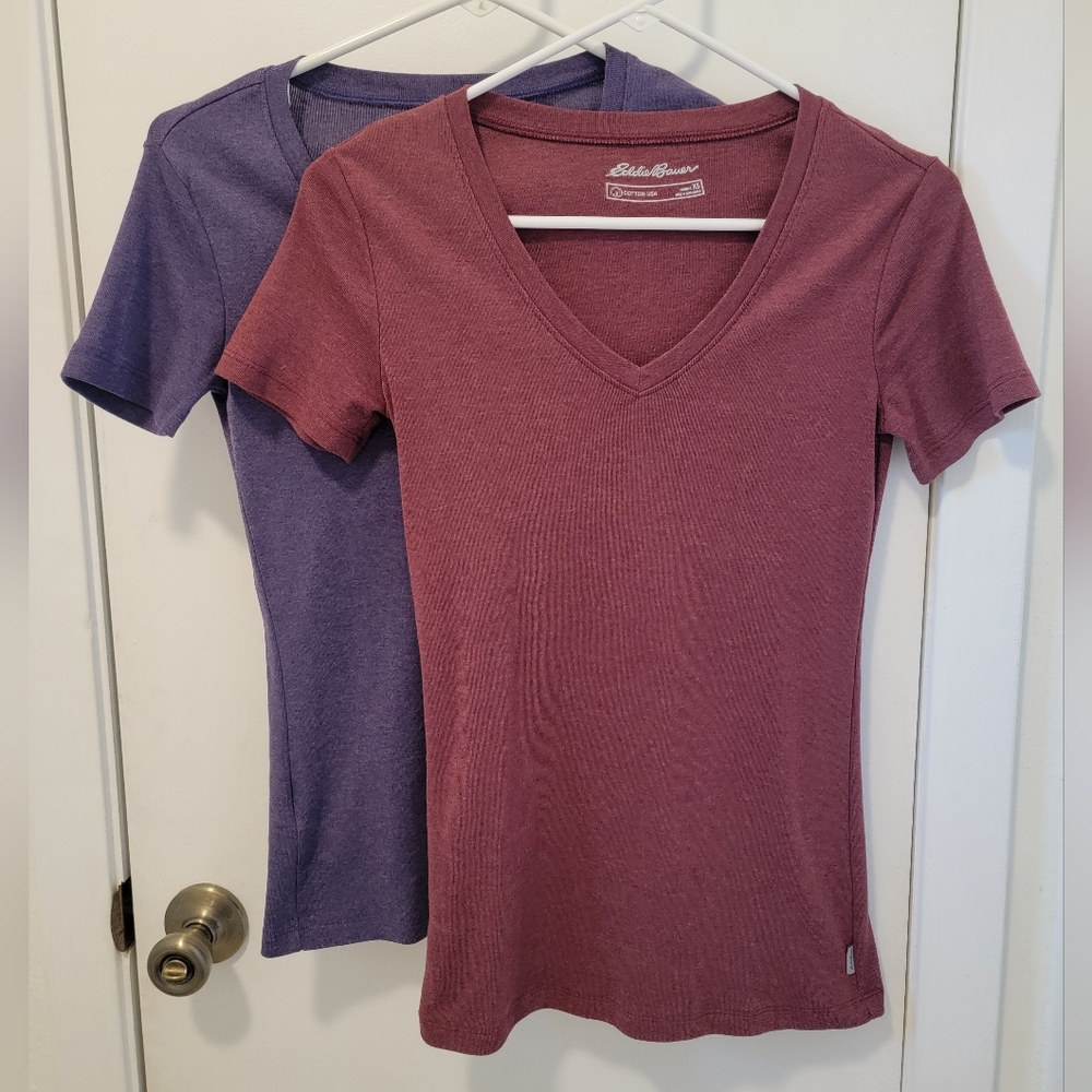 Eddie Bauer Women's Short Sleeve Tees - Mauve and Lavender